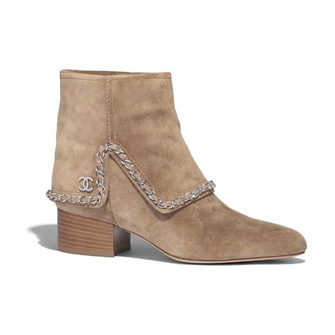 chanel ankle boots beige